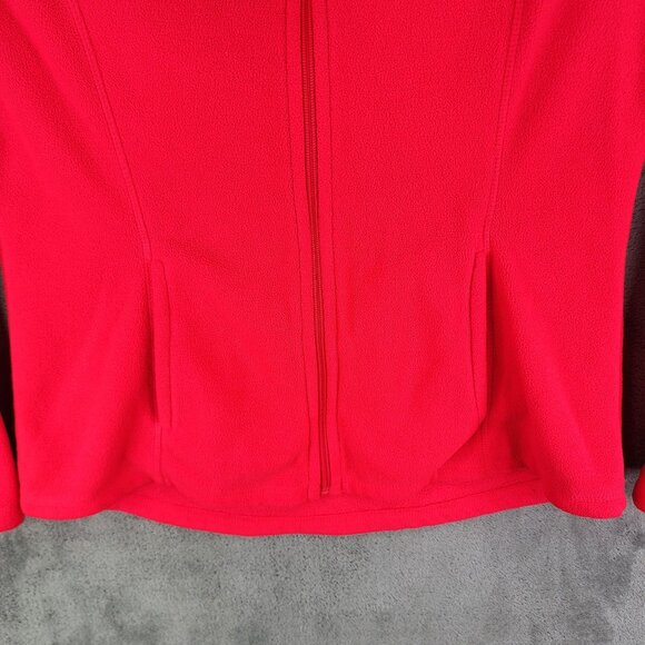 Womens Neon Red Old Navy Fleece Jacket Full Zip Mock Neck Long Sleeve Size M - Picture 3 of 12